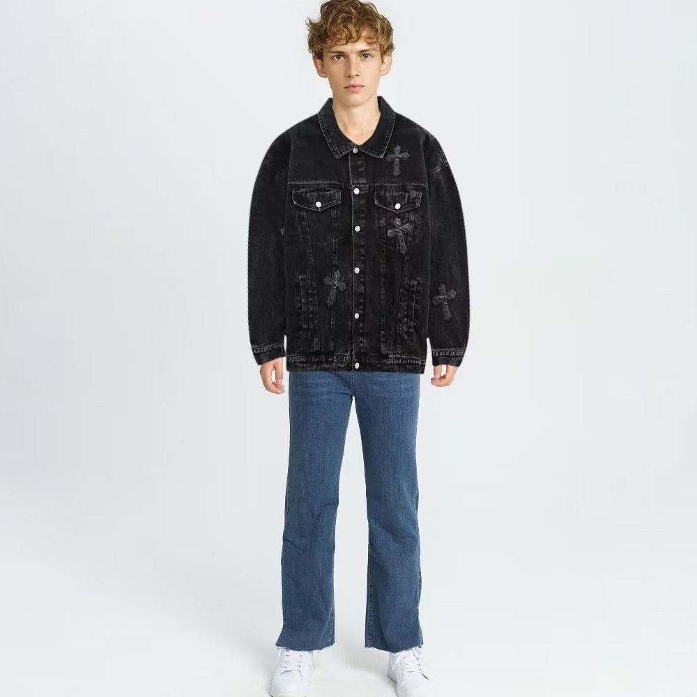 Embroidery Trend Loose Bf Street Versatile Denim Jacket