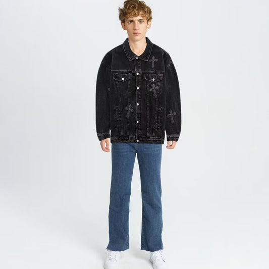 Embroidery Trend Loose Bf Street Versatile Denim Jacket