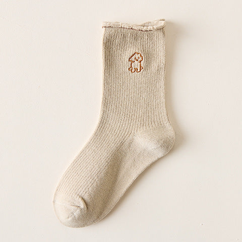 The New Cartoon Bear In The Tube Socks Women's Lace College Style