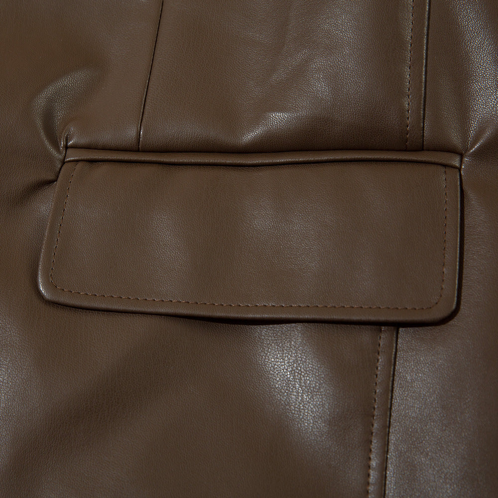 Men's Loose European And American Style Street Autumn And Winter Ruoshuai Motorcycle Clothing Leather Coat