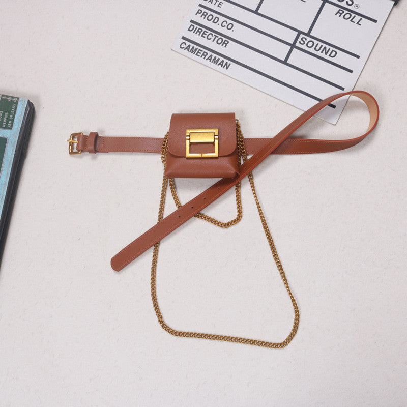 Snake pattern gold chain belt belt bag women