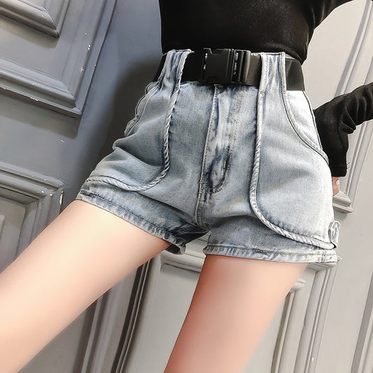 Three-dimensional pocket denim shorts