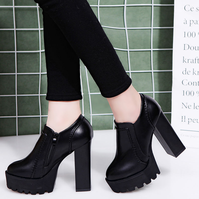 Women's Platform Waterproof Round Toe Super High Heels