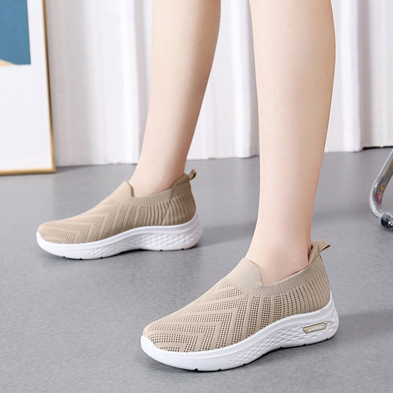 Afslappede mesh-sko strømpesko slip-on flade sko til kvinder sneakers afslappede bløde såler gåsko sportssko