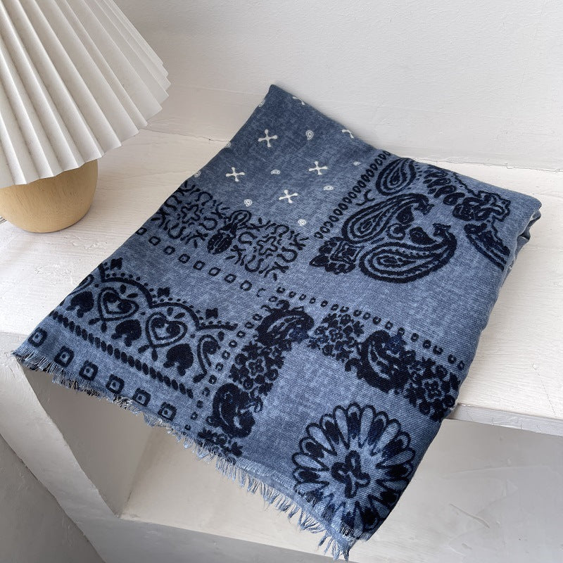 Skin-friendly Flannel Scarf For Women, Versatile Cotton And Linen For Autumn And Winter
