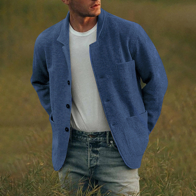 Men's Youthful Foreign Trade Solid-Color Trendy Fashion Wool Jacket