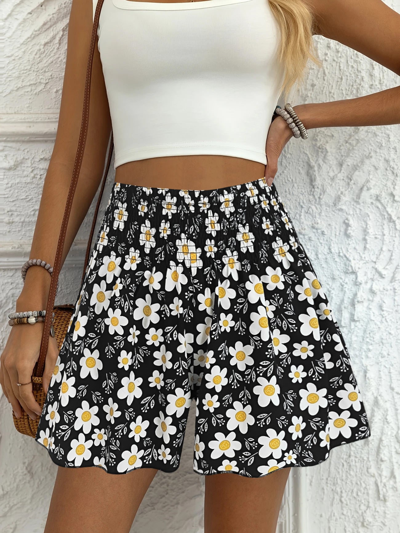 Blomsterprintede, fashionable og komfortable strandshorts til kvinder