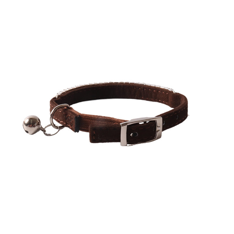 Pet Color Flannel Elastic Buckle Gang Drill Cat Collar