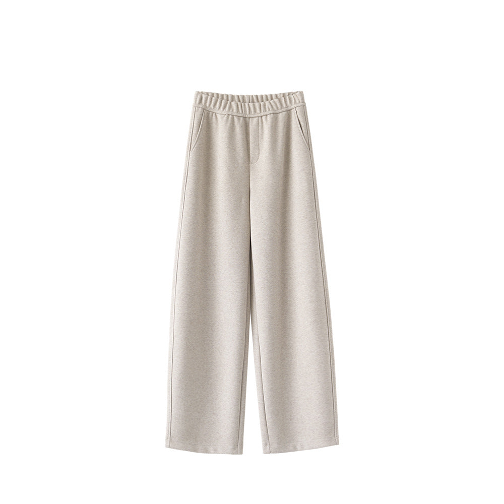 Autumn And Winter Straight Wool Heating Loose Slimming And Simple High Waist Casual Pants