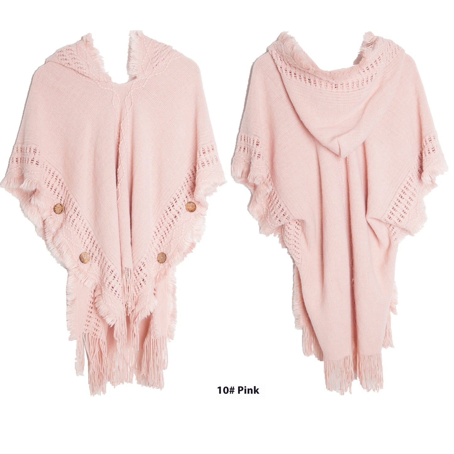 Button Shawl Bohemian Tassel Sweater