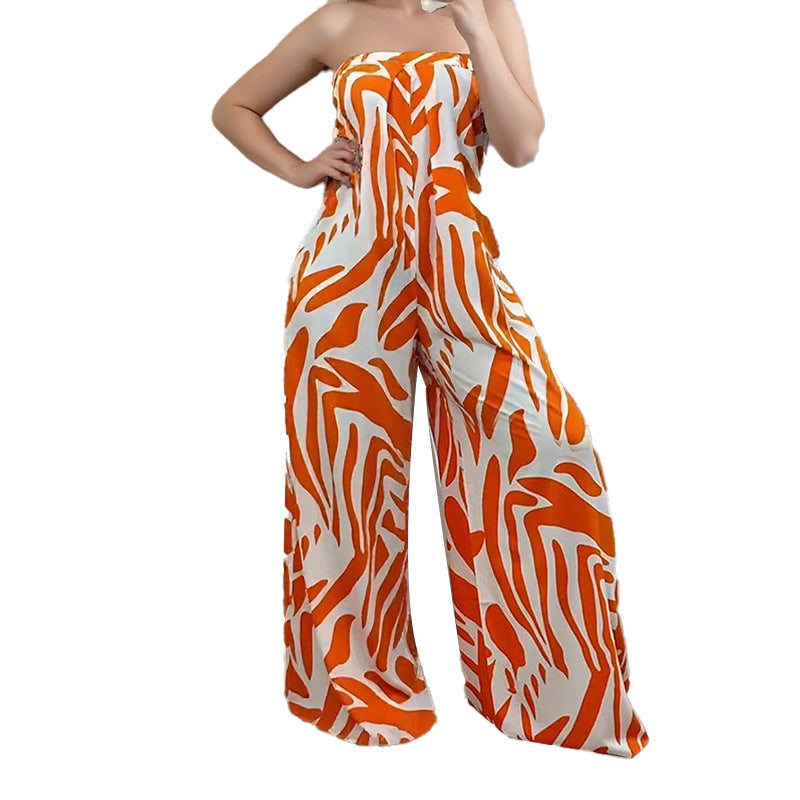 Stylish And Elegant Printed Loose-fitting Womens Jumpsuit