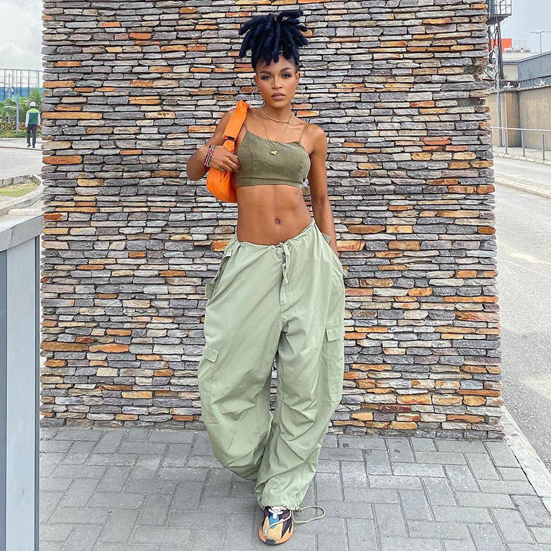 Casual Loose Low Waist Drawstring Trousers