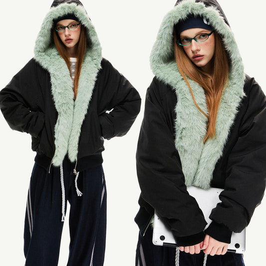 Dame Løs Fleeceforet Varm Parka Bomuldsjakke Top
