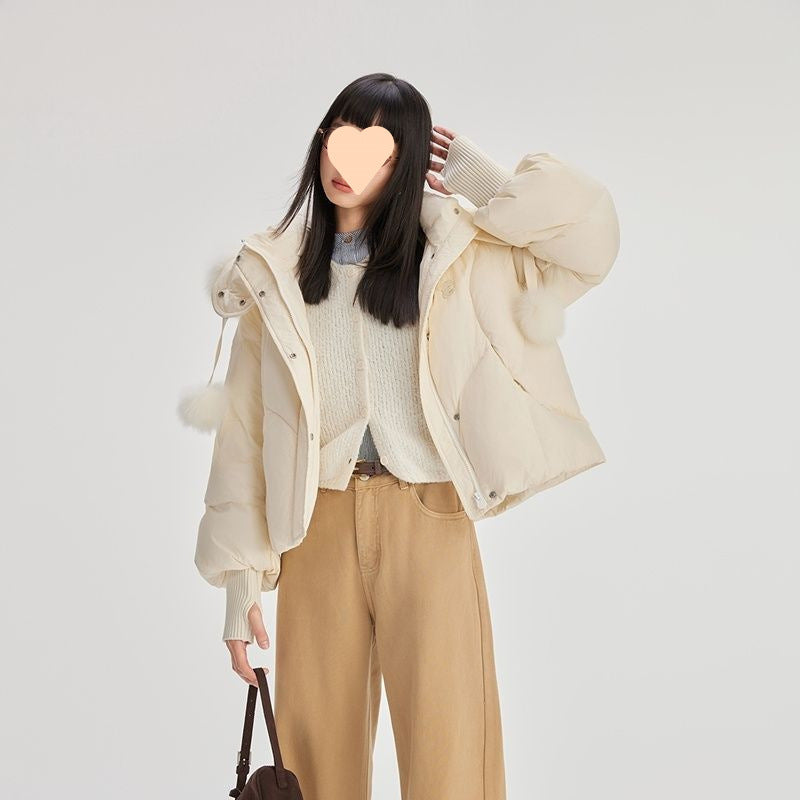 Sweet Down Light Luxury Short Type Hooded Jacket