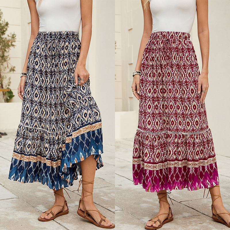 Beachside Maxi Skirt With A Bold Floral Print For Vacation