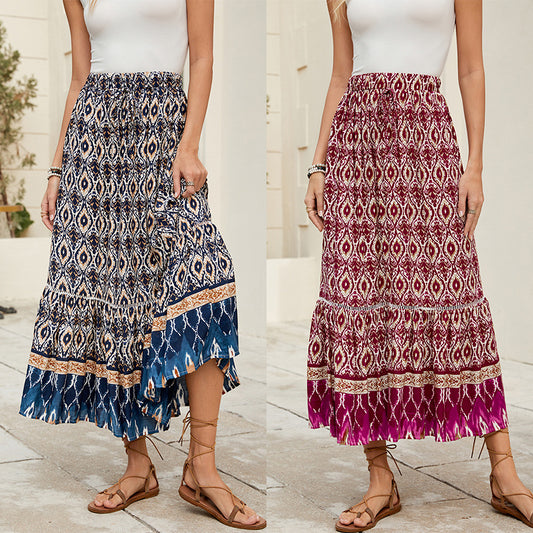Beachside Maxi Skirt With A Bold Floral Print For Vacation