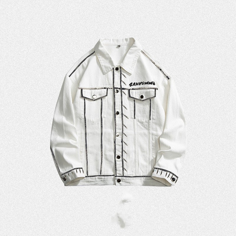 Autumn Men's And Women's Embroidered Denim Coat