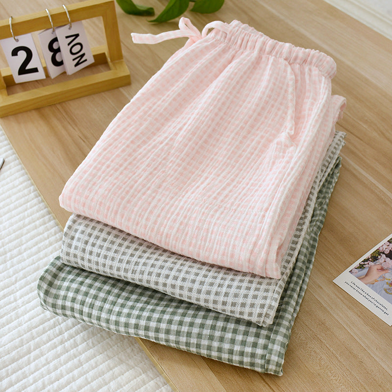 Women's Fashion Casual Loose Cotton Double-layer Gauze Home Pants