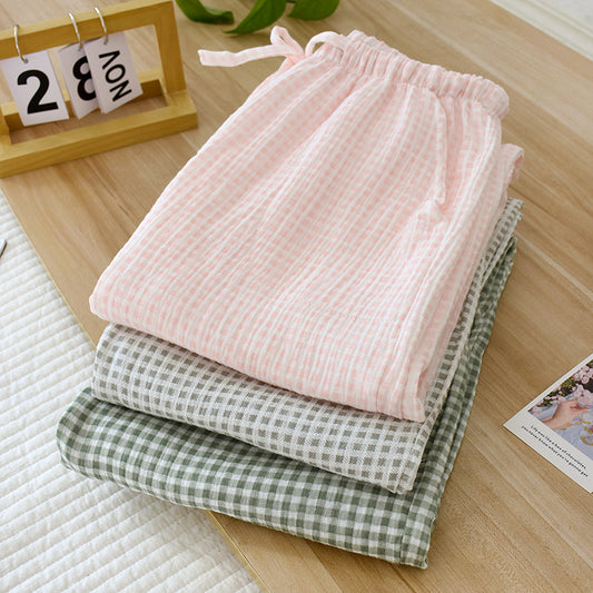 Women's Fashion Casual Loose Cotton Double-layer Gauze Home Pants