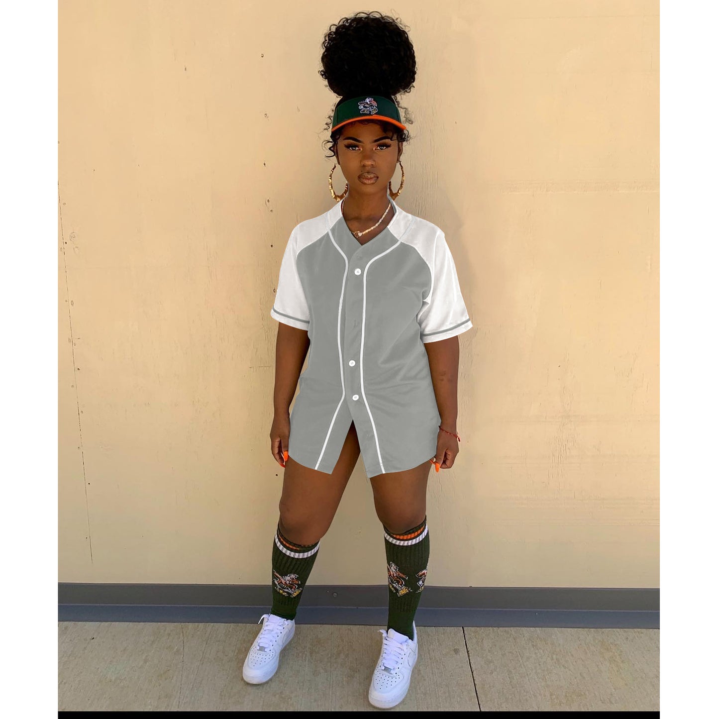 Women's Summer Patchwork Button Short Sleeve T-Shirt Sports Casual Jacket