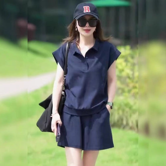 T-shirt And Athletic Shorts Slimming Two-piece Set