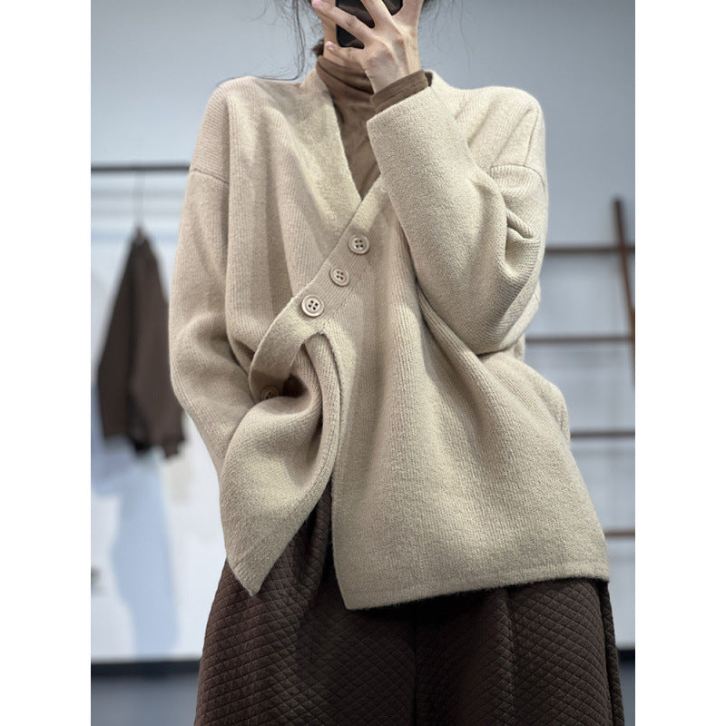 Women's Solid Color Simple Irregular Splicing Loose Jacket