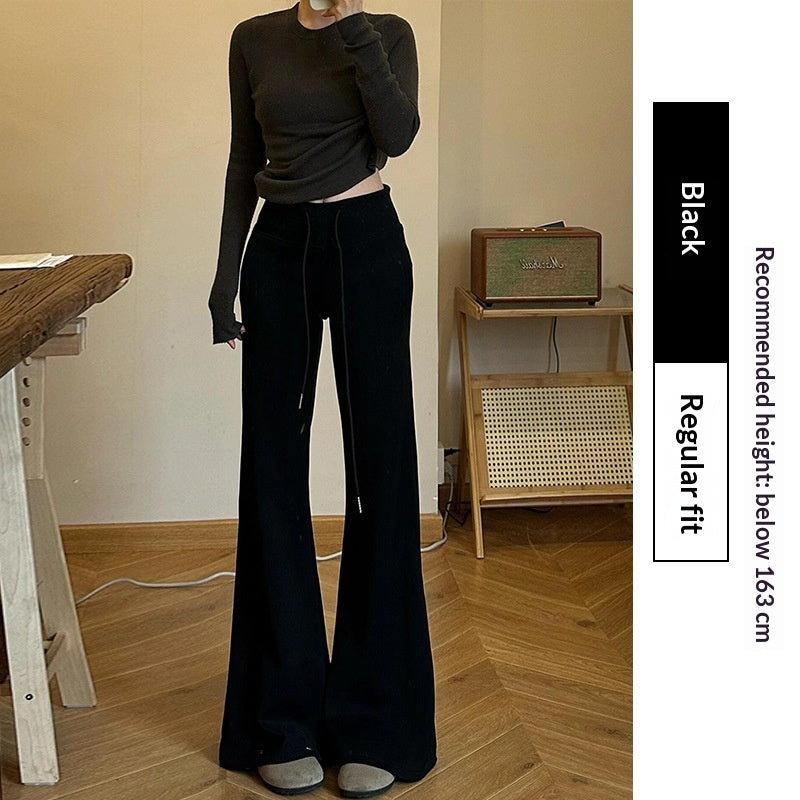 Dark Gray Flared Pants Womens High-Waisted Casual Sport Pants
