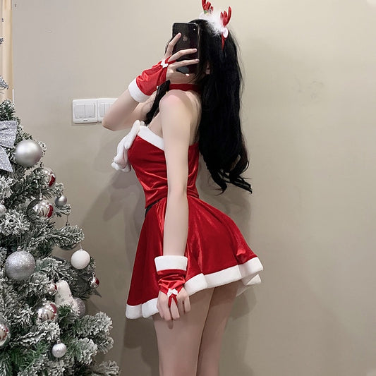 Christmas Clothes Women's Sexy Cos Costume New Year Battle Robe Sweet