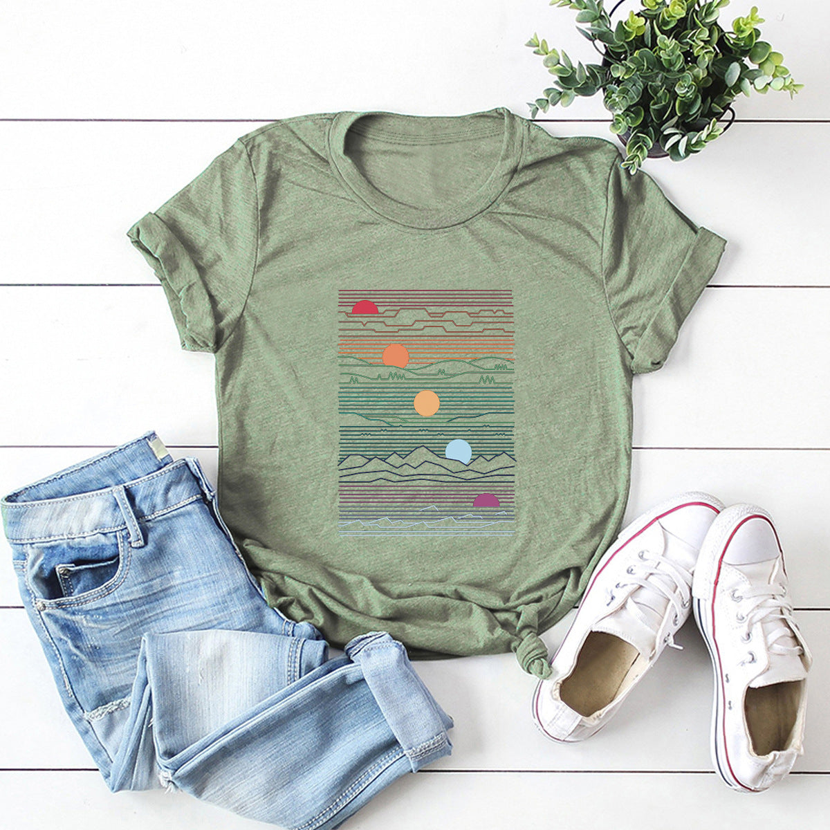 European And American Women's Round Neck Short Sleeve T-shirt