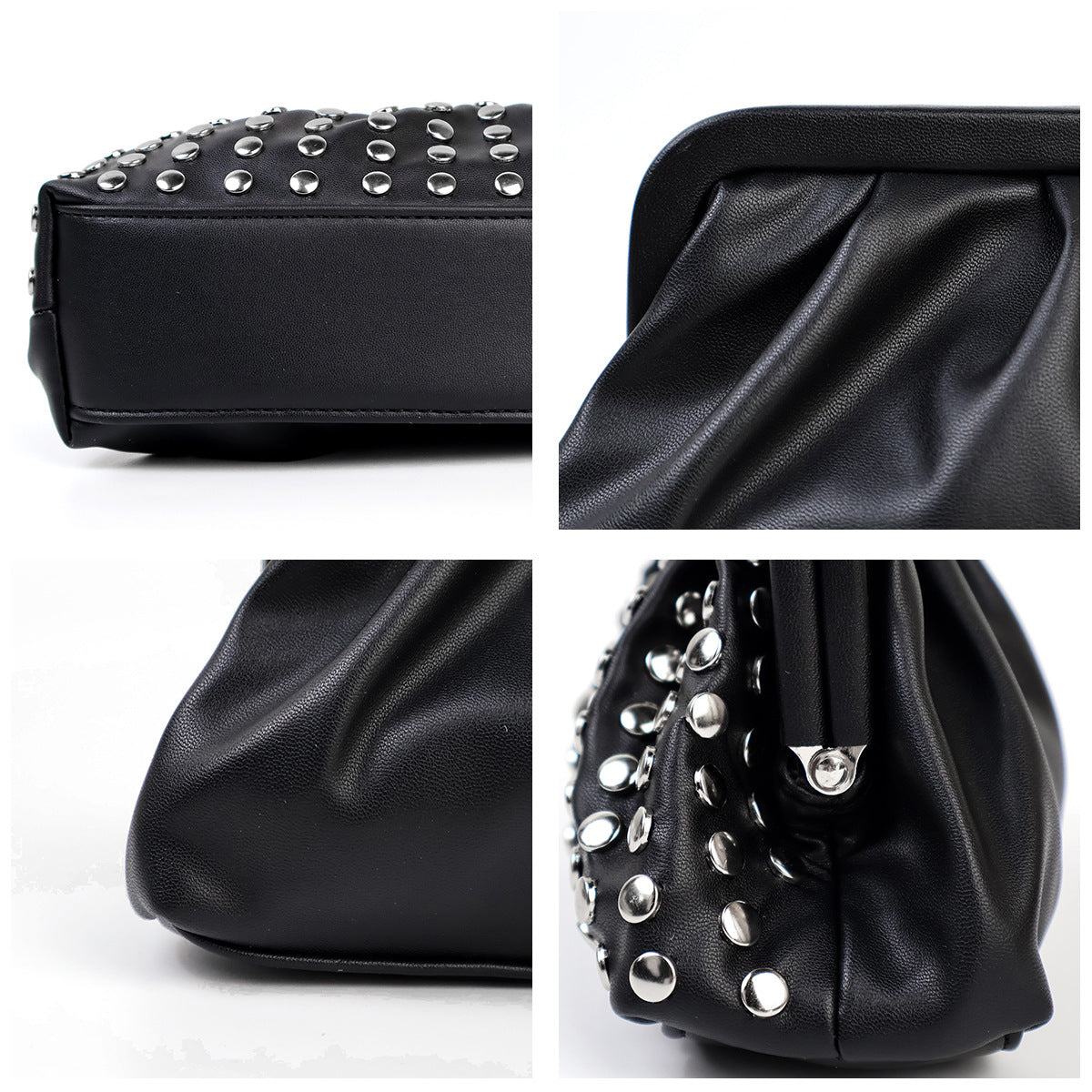 Punk Shell Retro Easy Matching Female Genuine Leather Clutch Bag