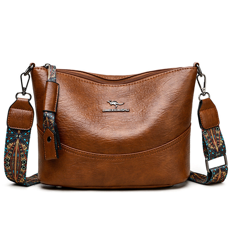 New Women's Bucket Bag Soft Leather One-shoulder Crossbody