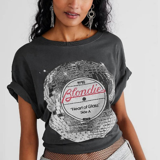 Women's Round Neck Loose Letter Circle Print Short Sleeves