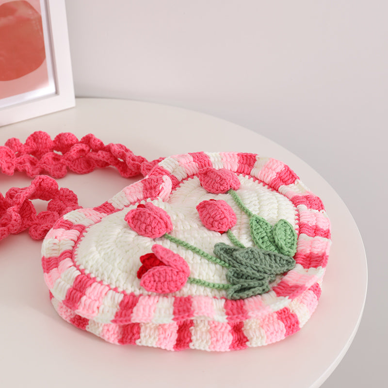 Heart Shaped Tulip Hand Woven Bag