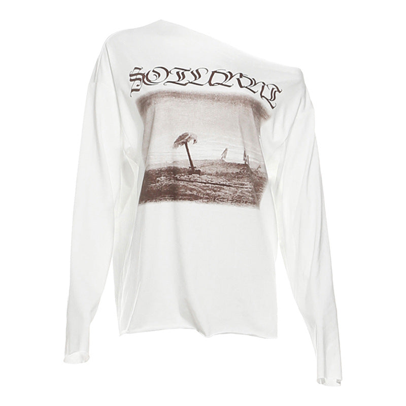 Womens Fashion T-shirt With A Trendy Hip-hop Print