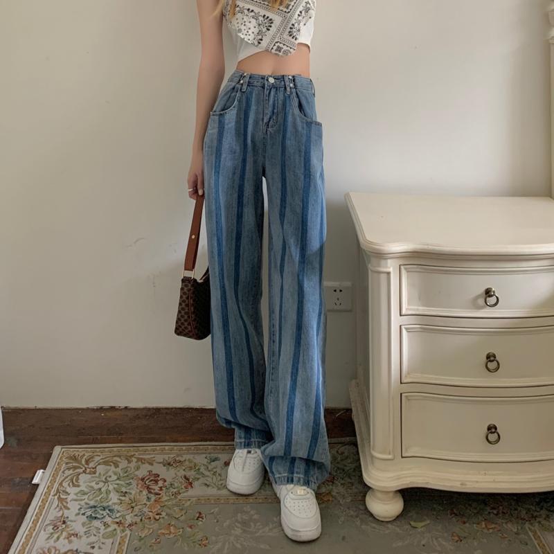 Women's High Waist Jeans Thin Straight Leg Loose