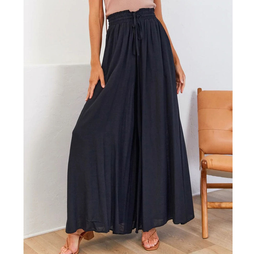 Flowers Printed Wide-leg Trousers Summer Casual Straight Pnats For Women Beach Clothing