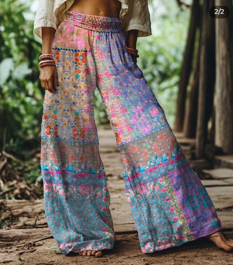 Hip Hop Pattern Floral Print Casual Jumpsuit