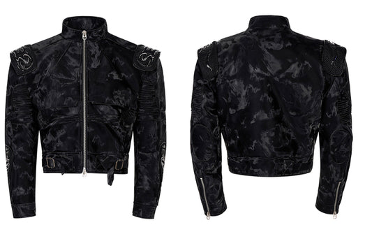 Punk Black Motorcycle Leather Jacket