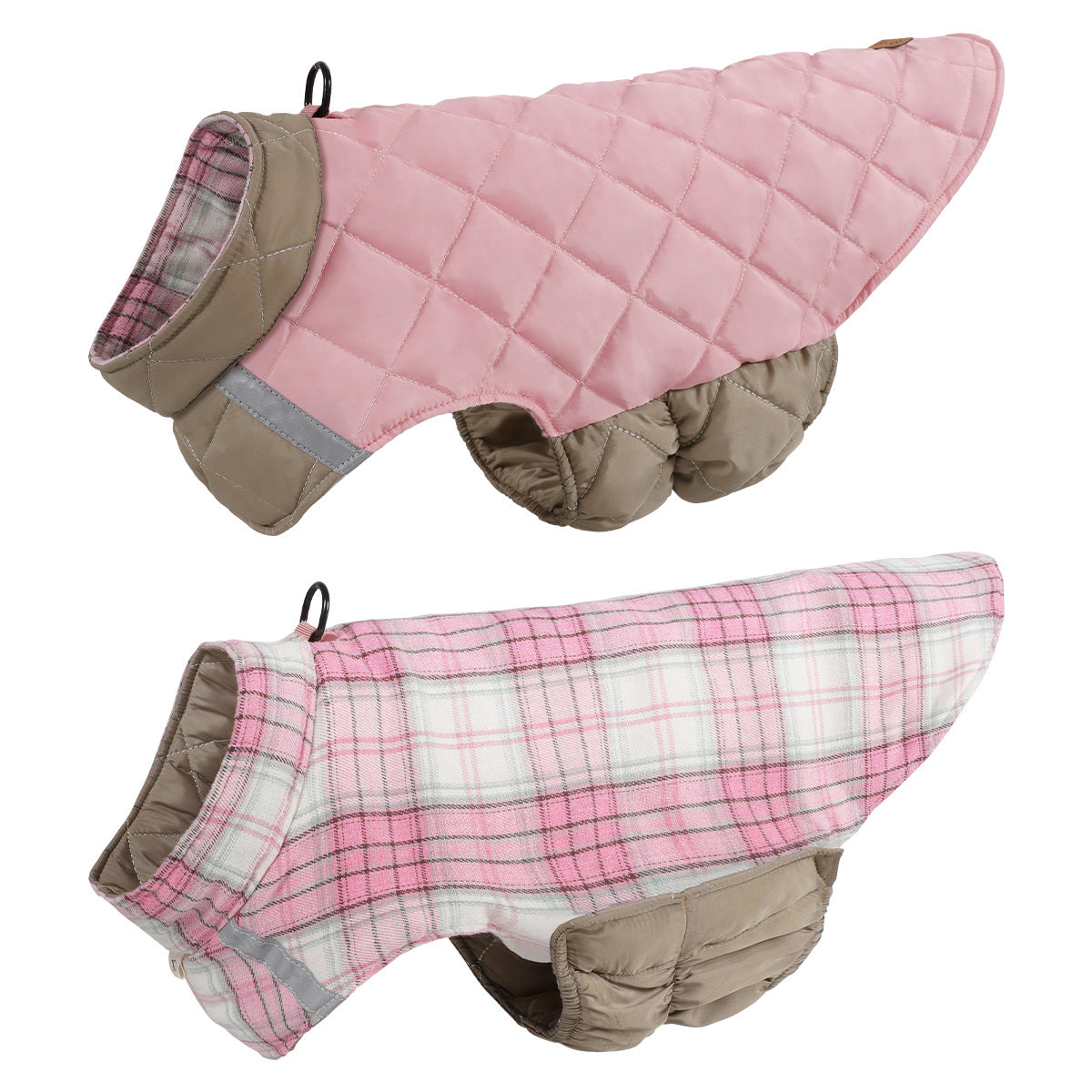 Dog Clothes For FallWinter Double-Sided Pet Apparel Reflective Plaid Dog Vest Pet Dog Clothing
