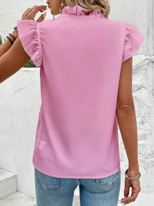 Summer Ruffle Blouse Women's Short Sleeve