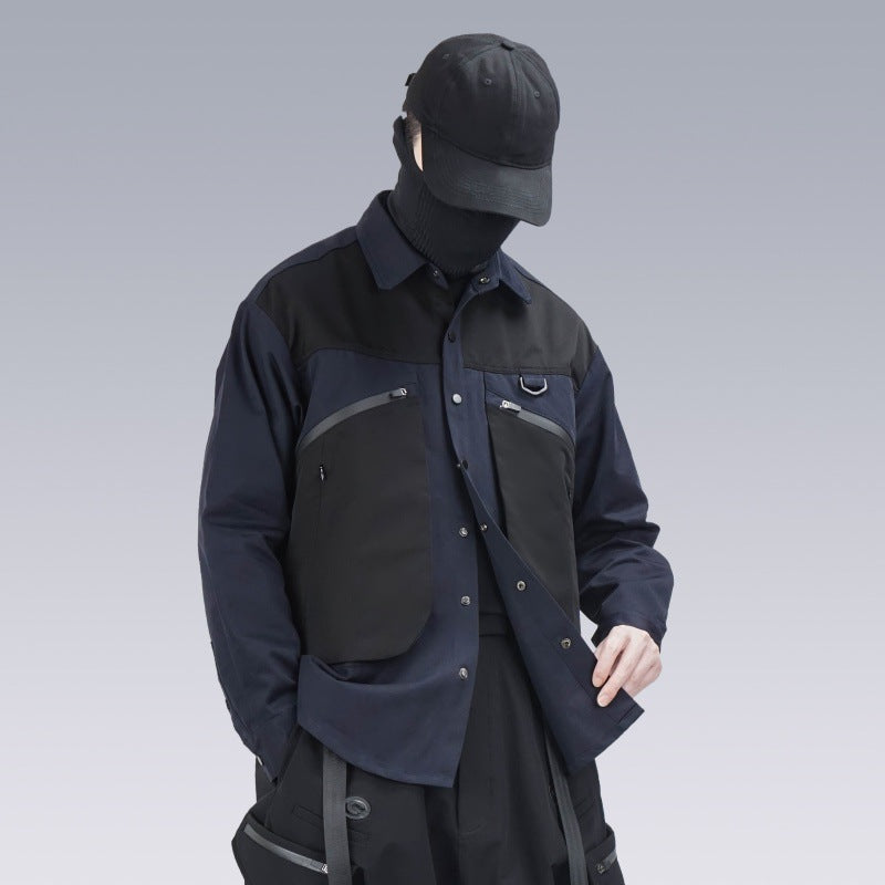 Functional Deconstructed Workwear Lapel Jacket Long Sleeves