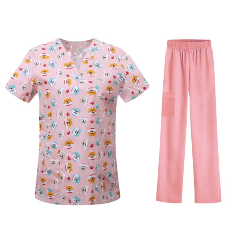 Bestselling Cartoon-print Nurse Uniform Womens Top And Pants