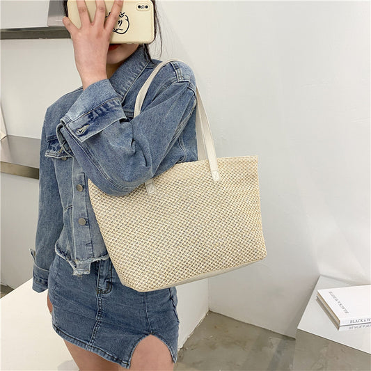 Woven Women's Popular Fashion Large Capacity One Shoulder Handbag