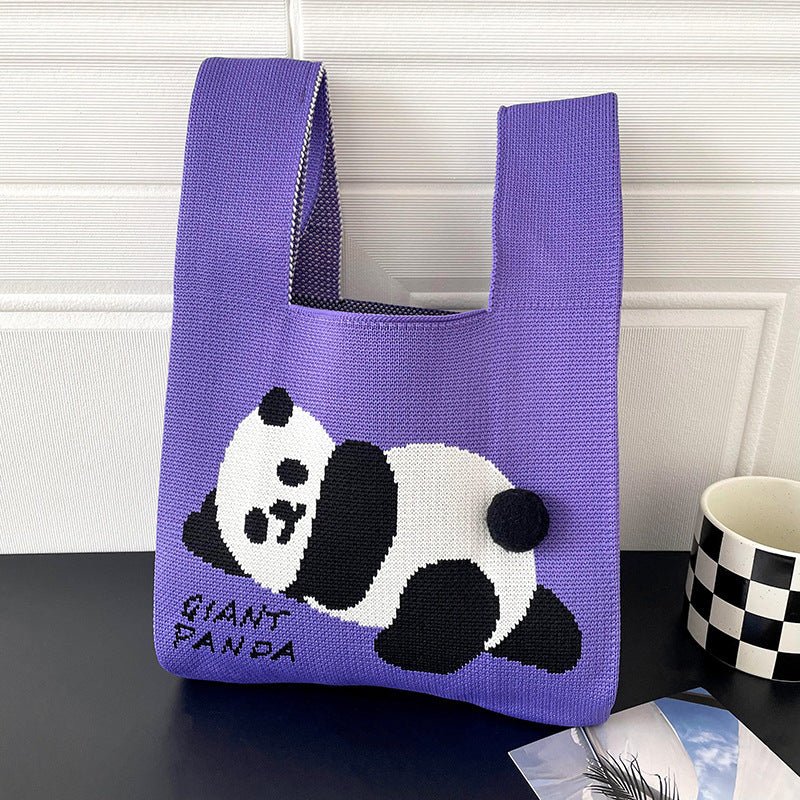 Vesttaske Strikket Sød Panda Skuldertaske