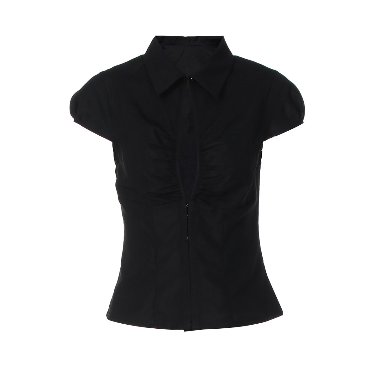 Women's Fashionable Button-up Collar Short-sleeve Top