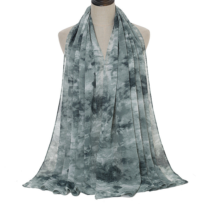Tie-dye Printed Pearl Chiffon Scarf Shawl