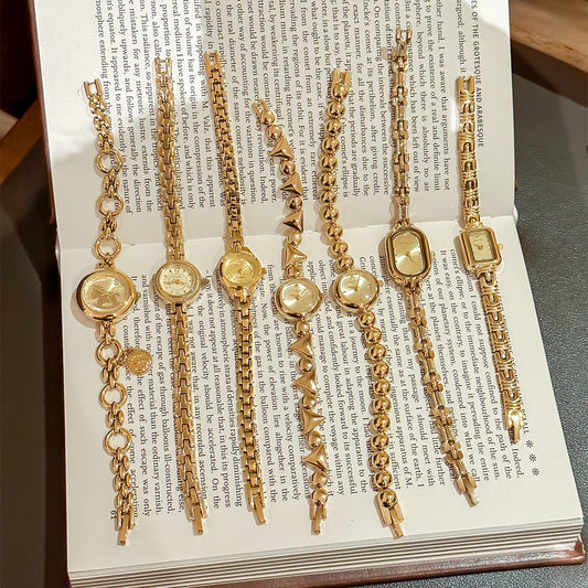 Retro Mid-centurystyle Gold Bracelet Watch With A Niche Design-forward Aesthetic