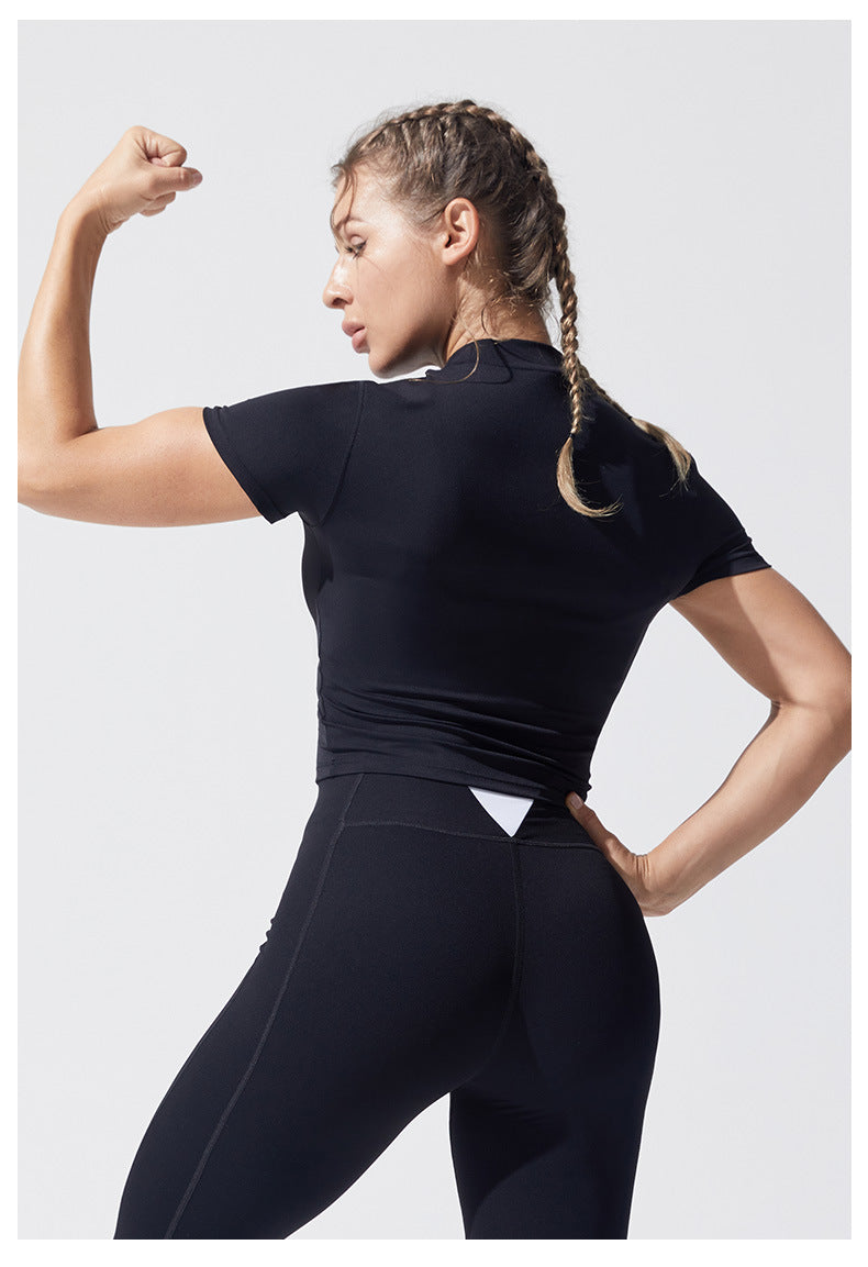 Personalized English Printed Yoga Clothes Short Sleeve