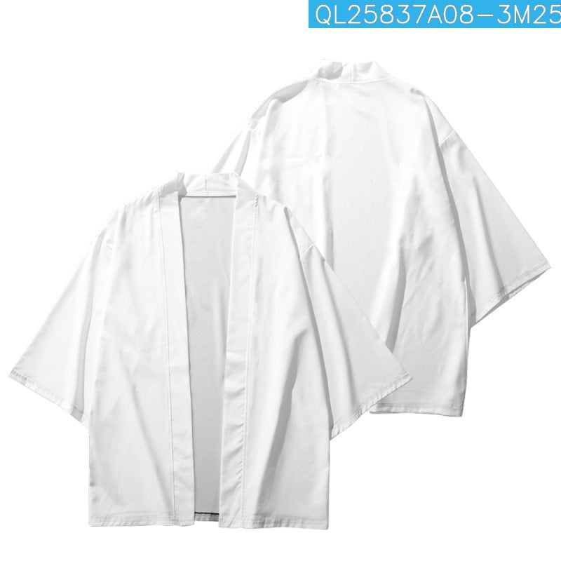 Men's Fashion 3D Printed Cropped Shirt Robe Cardigan