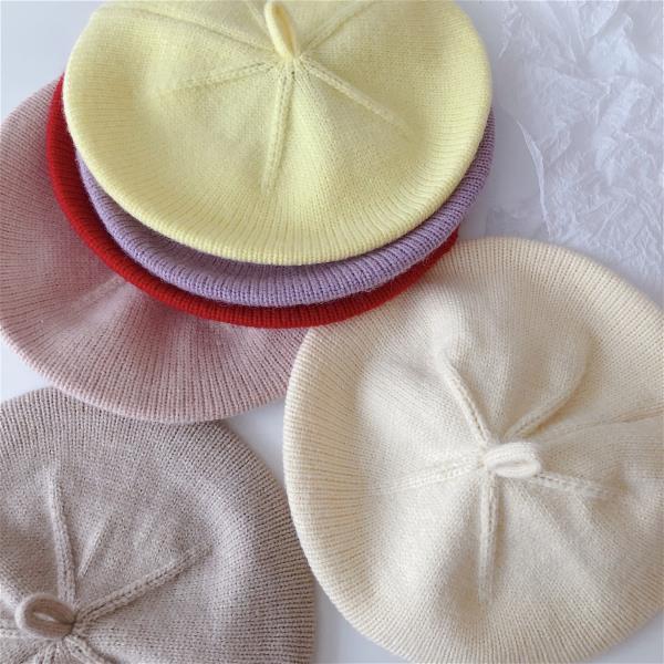 Solid Color Children's Knitted Hat Beret Hat Autumn Baby Soft Painter Yarn